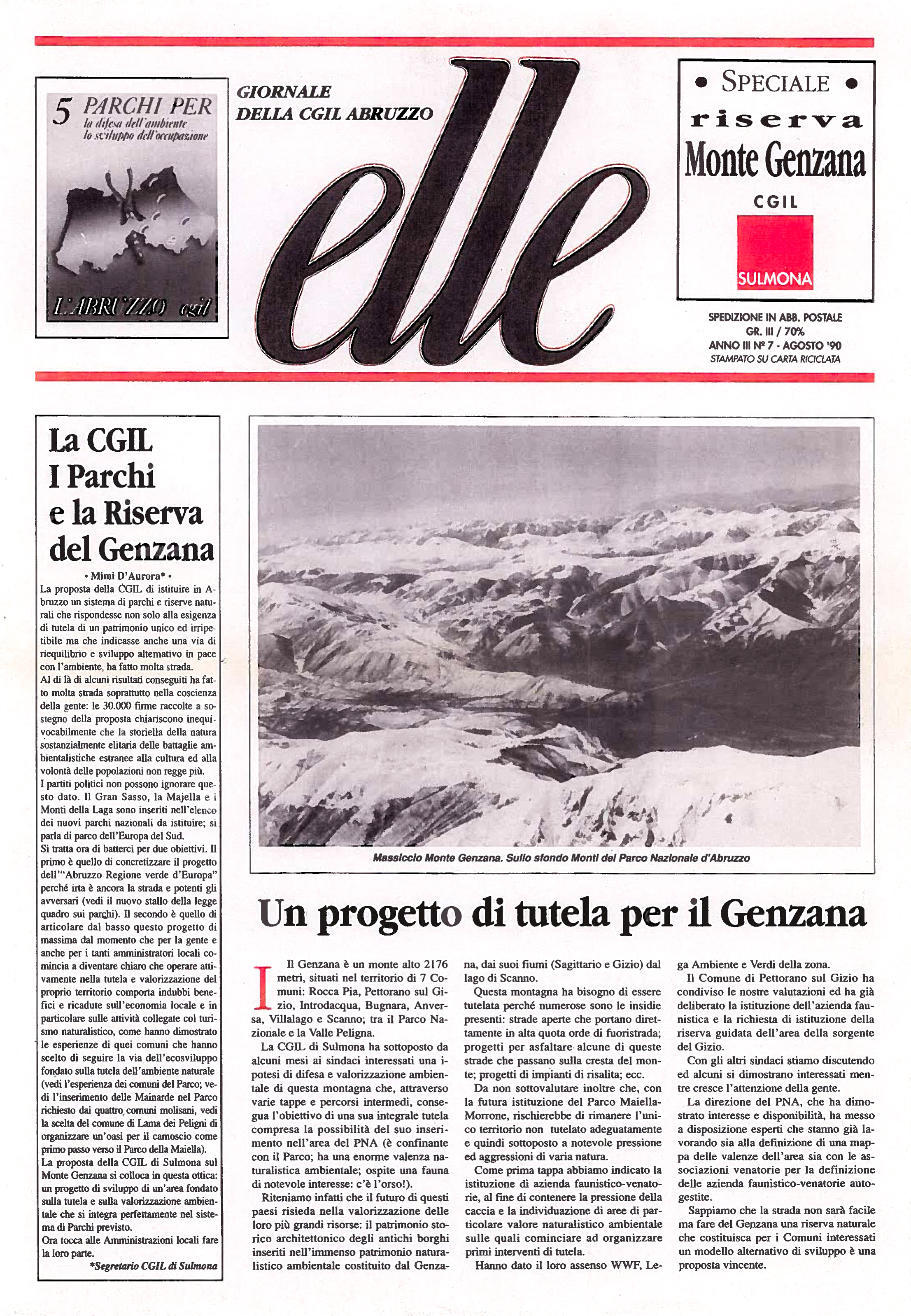 1990.08.01. Cgil. Elle speciale Genzana 01 copertina